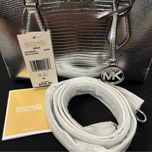 NWT MICHAEL KORS ‘Sheila’ SNAKE EMBOSSED HANDLE CROSSBODY BAG - Picture 6 of 11